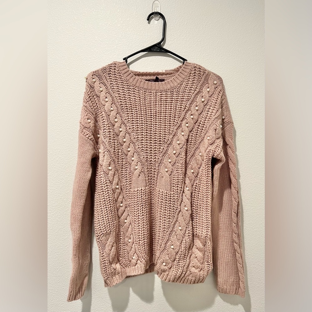 5/$10! Olivia Sky Knitted Mauve Pearl Sweater Size Small